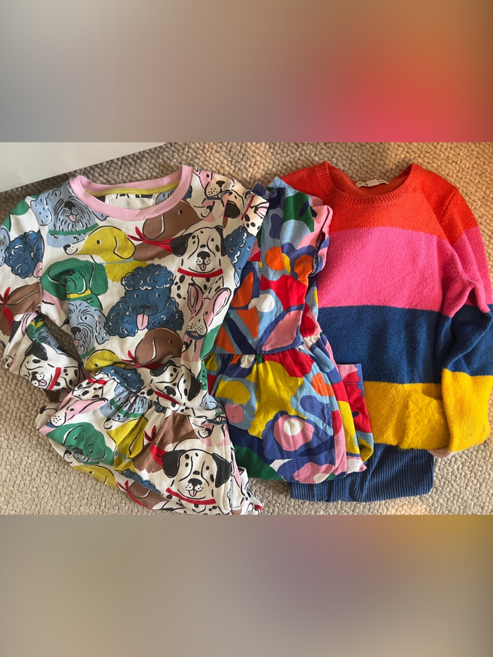 Kids Multicolor Bright blue Size 7 Set - 2 dresses + 1 sweater + 1 pant